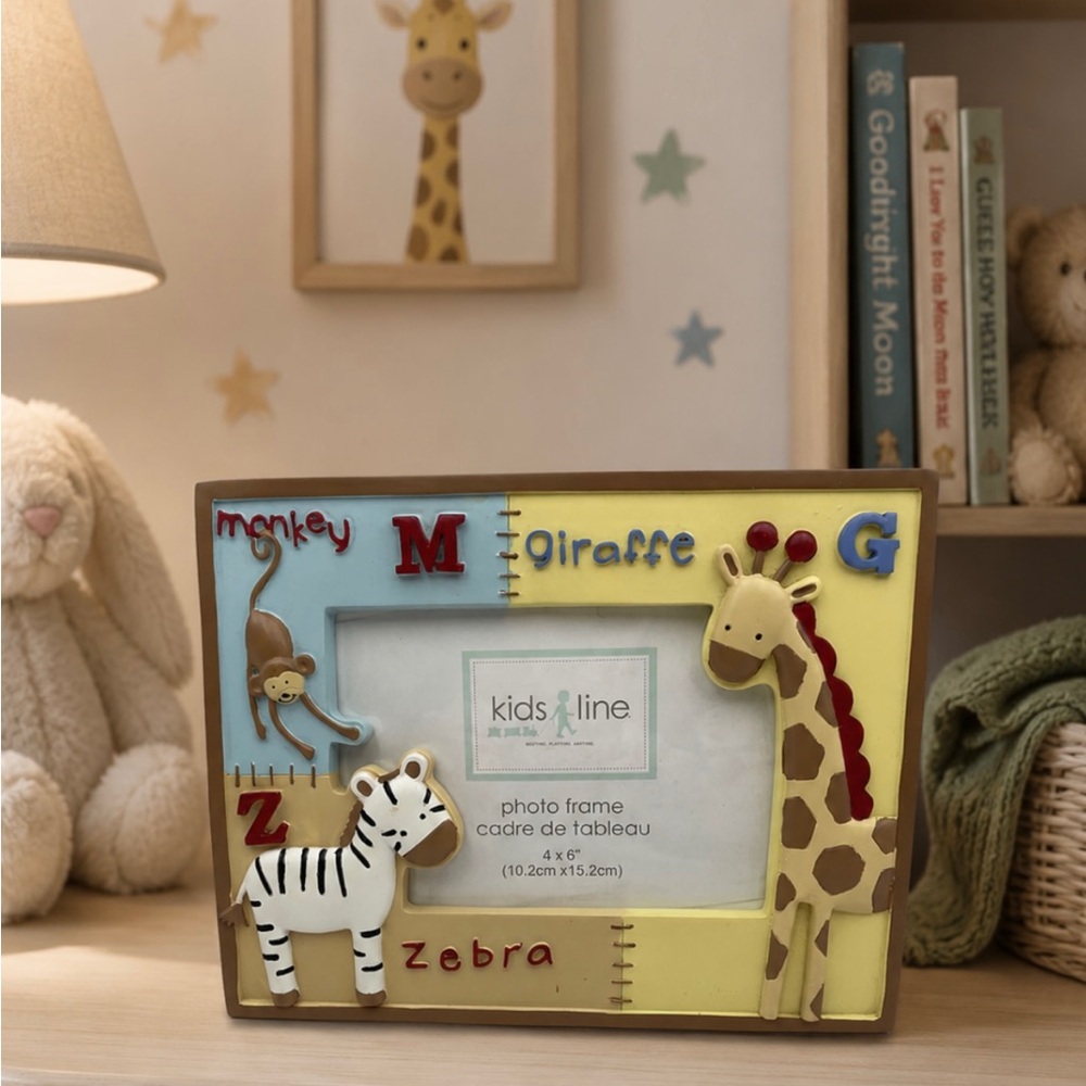 *New* Kids Line Safari Animals 4”x6” Photo Frame - Yellow, Blue, and Tan